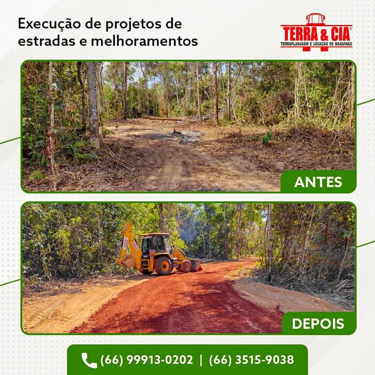 Execução de projetos de estradas e melhoramentos - Sinop, MT